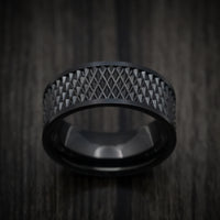 Black Tungsten Men's Ring with Knurl Pattern