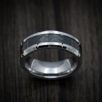 Tungsten and Black Tungsten Hammered Men's Ring