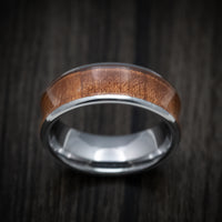 Tungsten Men's Ring with Rosewood Wood Inlay
