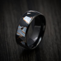 Black Tungsten Men's Ring with Capiz Inlay