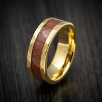 Golden Tungsten Men's Ring with Hawaiian Koa Wood Inlay