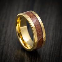 Golden Tungsten Men's Ring with Hawaiian Koa Wood Inlay