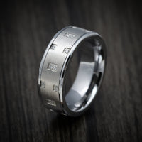 Tungsten Men's Ring with White Stones
