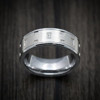 Tungsten Men's Ring with White Stones