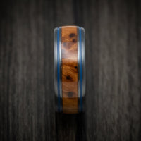 Black Titanium and Hardwood Men's Ring with Cerakote Inlays and Sleeve Custom Made