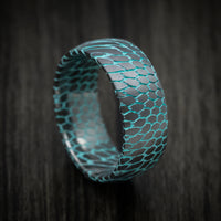 Darkened Superconductor Men's Ring with Cerakote Accent Grooves Custom Made Band