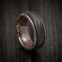 Darkened Superconductor and Forged Carbon Fiber Men's Ring Custom Made Band