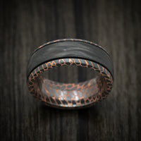 Darkened Superconductor and Forged Carbon Fiber Men's Ring Custom Made Band