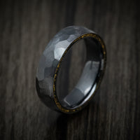 Black Titanium or Black Zirconium Custom Men's Ring with 24K Raw Gold Nugget