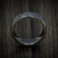 Black Titanium or Black Zirconium Custom Men's Ring with 24K Raw Gold Nugget