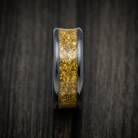 Black Titanium or Black Zirconium Custom Men's Ring with 24K Raw Gold Nugget