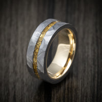 Tantalum and 24K Raw Gold Nugget Men's Ring with Gold Sleeve Custom Made Band