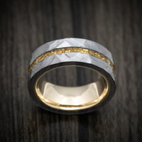 Tantalum and 24K Raw Gold Nugget Men's Ring with Gold Sleeve Custom Made Band
