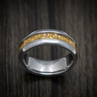 Tantalum and 24K Raw Gold Nugget Men's Ring Custom Made Band