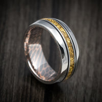 Titanium and 24K Raw Gold Nugget Men's Ring with Superconductor Sleeve Custom Made Band