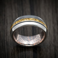 Titanium and 24K Raw Gold Nugget Men's Ring with Superconductor Sleeve Custom Made Band