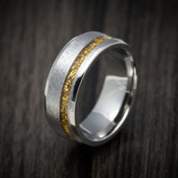 Titanium and 24K Raw Gold Nugget Men's Ring Custom Made Band