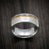 Titanium and 24K Raw Gold Nugget Men's Ring Custom Made Band