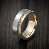 Titanium and 24K Raw Gold Nugget Men's Ring with 14K Gold Sleeve Custom Made Band