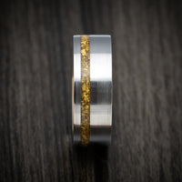Titanium and 24K Raw Gold Nugget Men's Ring with 14K Gold Sleeve Custom Made Band