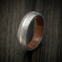 Gibeon Meteorite Men's Ring with 14K Gold Inlay and Wood Sleeve