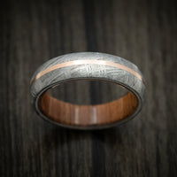 Gibeon Meteorite Men's Ring with 14K Gold Inlay and Wood Sleeve