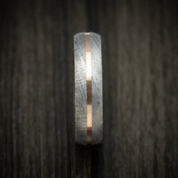 Gibeon Meteorite Men's Ring with 14K Gold Inlay and Wood Sleeve