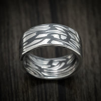 Scale Kuro Damascus Steel Men's Ring Custom Made Band