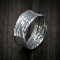 Scale Kuro Damascus Steel Men's Ring Custom Made Band