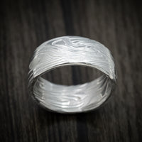 Scale Kuro Damascus Steel Men's Ring Custom Made Band