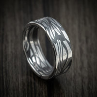 Scale Kuro Damascus Steel Men's Ring Custom Made Band