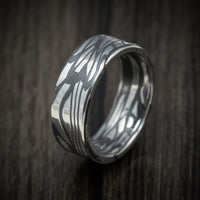 Scale Kuro Damascus Steel Men's Ring Custom Made Band