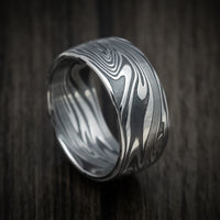Kinetic Kuro Damascus Steel Men's Ring Custom Made Band