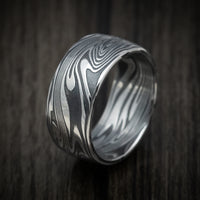 Kinetic Kuro Damascus Steel Men's Ring Custom Made Band