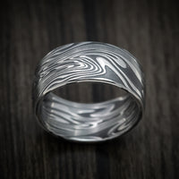 Kinetic Kuro Damascus Steel Men's Ring Custom Made Band