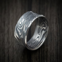 Kinetic Kuro Damascus Steel Men's Ring Custom Made Band