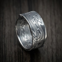 Kinetic Kuro Damascus Steel Men's Ring Custom Made Band
