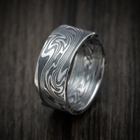 Kinetic Kuro Damascus Steel Men's Ring Custom Made Band