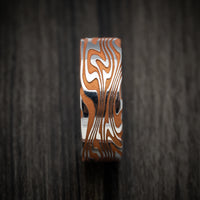 Kinetic Kuro Damascus Steel Men's Ring with Cerakote Grooves Custom Made Band