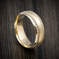 Yellow Gold Men's Ring with Gold Braided Inlays Custom Made