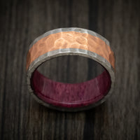 Titanium and Copper Men's Ring Rock Finished with Wood Sleeve Custom Band