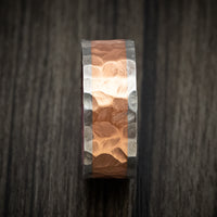Titanium and Copper Men's Ring Rock Finished with Wood Sleeve Custom Band