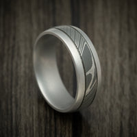 Damascus Steel Two-Tone Men's Ring Wedding Band Genuine Craftsmanship