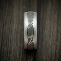 Damascus Steel Two-Tone Men's Ring Wedding Band Genuine Craftsmanship