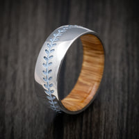 Titanium Baseball Stitch Men's Ring with Hardwood Sleeve Custom Designed by You