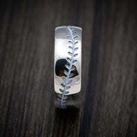 Titanium Baseball Stitch Men's Ring with Hardwood Sleeve Custom Designed by You