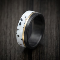 Carbon Fiber and Venetian Composite Men's Ring with Gold Inlay