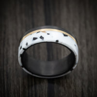 Carbon Fiber and Venetian Composite Men's Ring with Gold Inlay