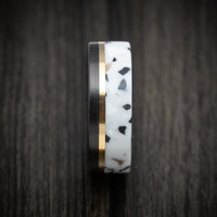 Carbon Fiber and Venetian Composite Men's Ring with Gold Inlay