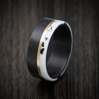 Carbon Fiber and Venetian Composite Men's Ring with Gold Inlay